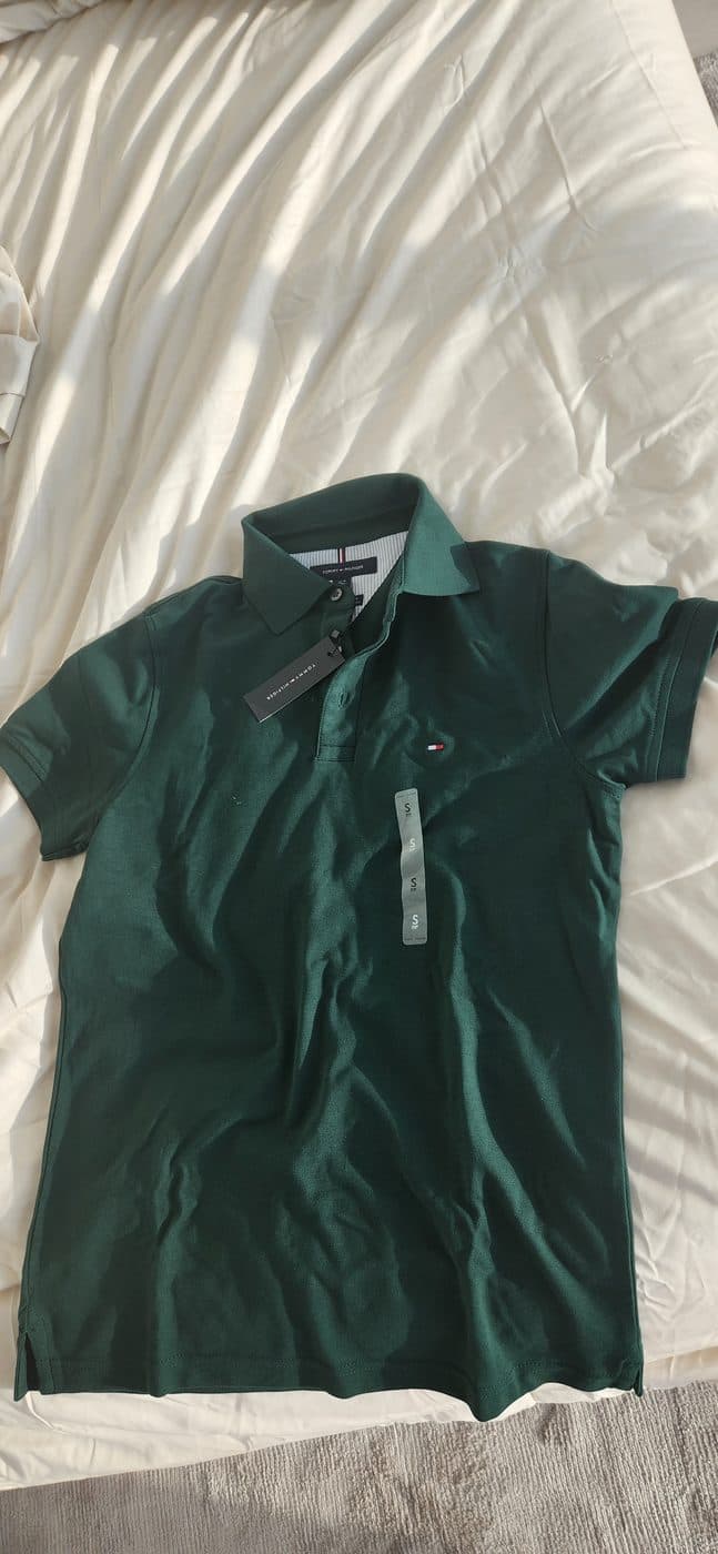 Tommy Hilfiger поло тёмно-зелёный slim fit