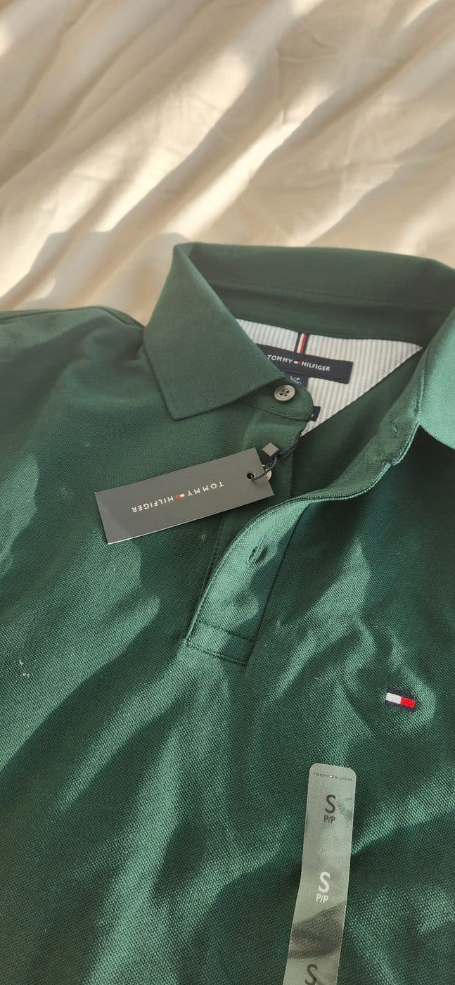 Tommy Hilfiger поло тёмно-зелёный slim fit