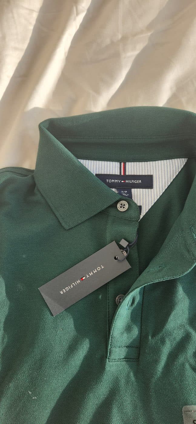 Tommy Hilfiger поло тёмно-зелёный slim fit